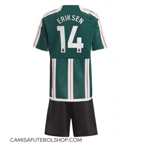 Camisa de time de futebol Manchester United Christian Eriksen #14 Replicas 2º Equipamento Infantil 2023-24 Manga Curta (+ Calças curtas)